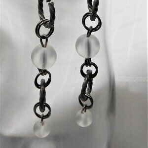 No 1260 Handmade earrings with glass beads and antique silver rings